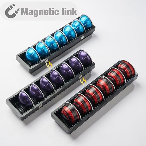 Miniatura 2 de Organizador de cajones de cápsulas de café para cápsulas Nespresso Vertuo, bandeja de almacenamiento de cápsulas de café, conexión magnética negra,