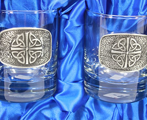 Trinity Knot Irish Whiskey Glasses Quadruple Trinity Set Of Two Made In Ireland #TOP3
