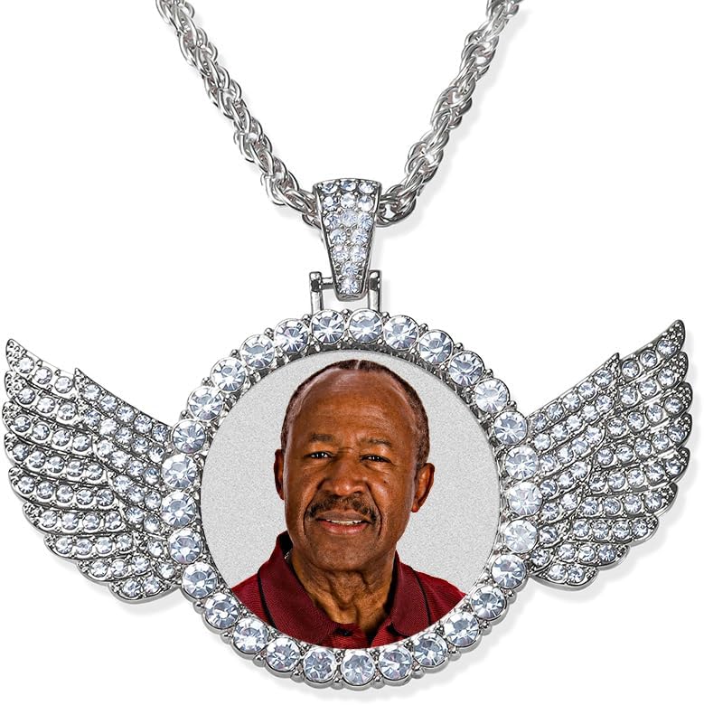 PicturesOnGold.com Photo Engraved Cubic Zirconia Angel Pendant in Size 2-1/2 x 2-1/2 Inch