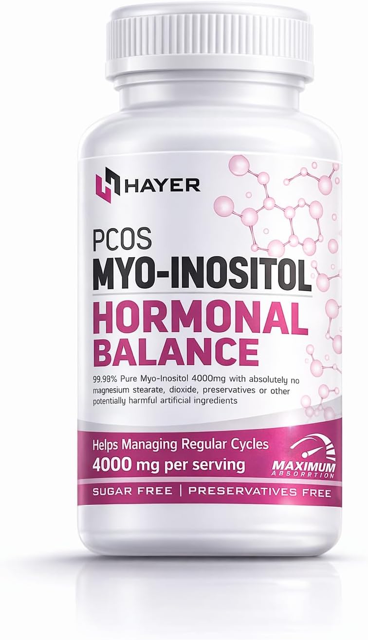 HAYER PCOS Supplements for Women with Myo-Inositol, PCOD Ayurvedic Medicine, D Chiro Inositol & Shatavari (99% Pure PCOS Supplement) helps Recover Irregular Periods for Regular Balance 60 Tablets