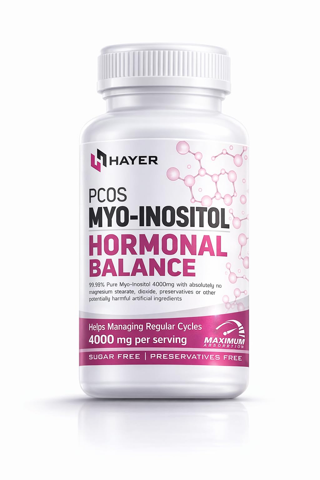 HAYER PCOS Supplements for Women with Myo-Inositol, PCOD Ayurvedic Medicine, D Chiro Inositol & Shatavari (99% Pure PCOS Supplement) helps Recover Irregular Periods for Regular Balance 60 Tablets