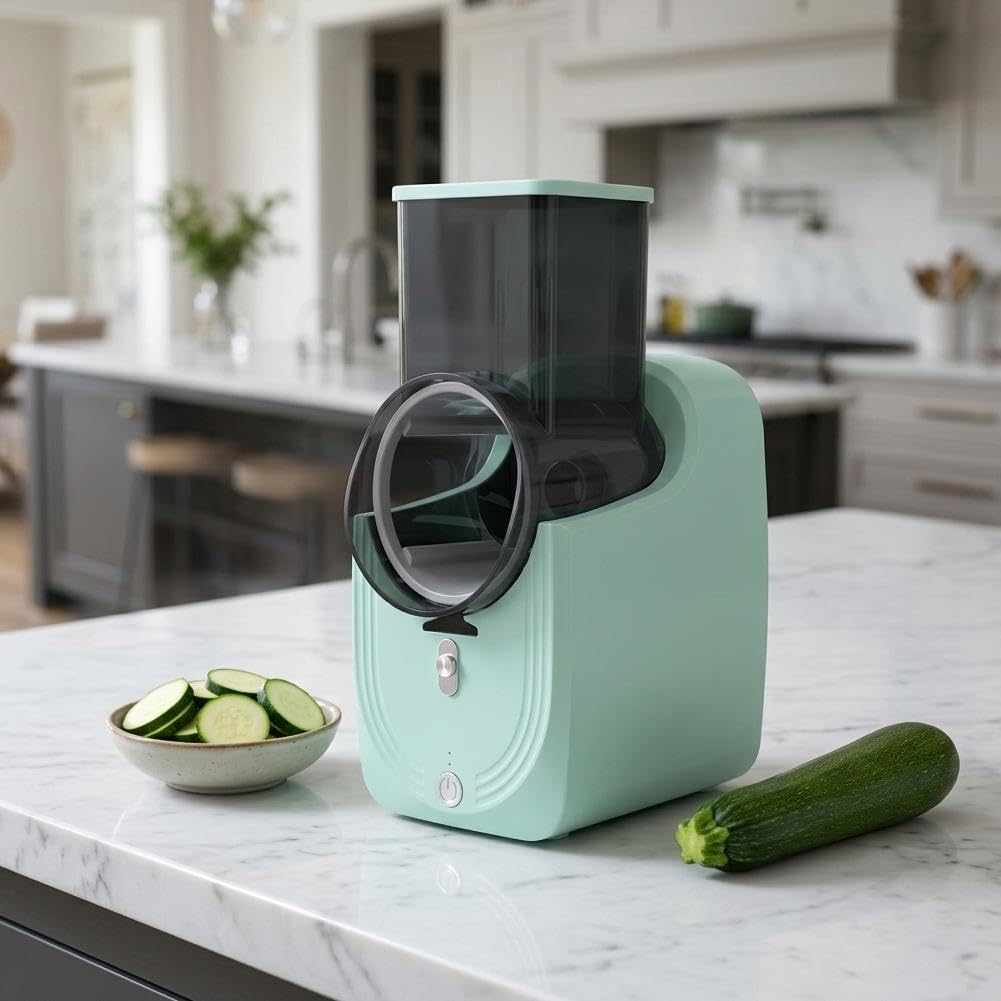 Rallador eléctrico de queso 3 en 1, cortador eléctrico de verduras y rallador, máquina de ensalada con 3 formas diferentes de cuchillas y base de succión fuerte, mini trituradora eléctrica de verduras