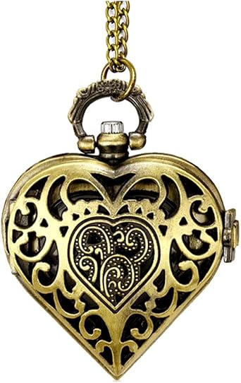 VIGOROSO Women's Pocket Watch, Heart Pendant Necklace Analogue Pocket Watches with Chain, Gifts for Her Valentines Day Gifts Ideas for Women