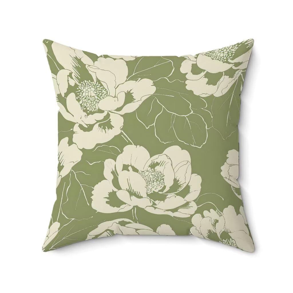 Federe Cuscini Divano 60X60CM Set di 4 Senape Cuscini Divano FlowerMotivo Stampa Fronte-retro Design, Impermeabile Lino Quadrate Federe Copricuscini per Soggiorno Camera Balcone Esterno Decor 8-486
