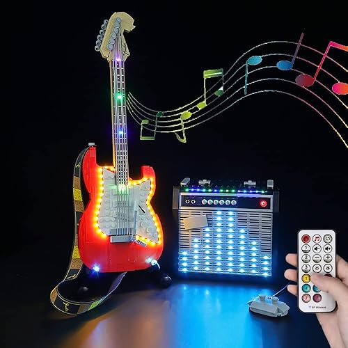 Kyglaring Kit de iluminación LED compatible con Lego Ideas 21329 Fender Stratocaster Guitar Kit de construcción - Solo kit de luz LED y sin juego de