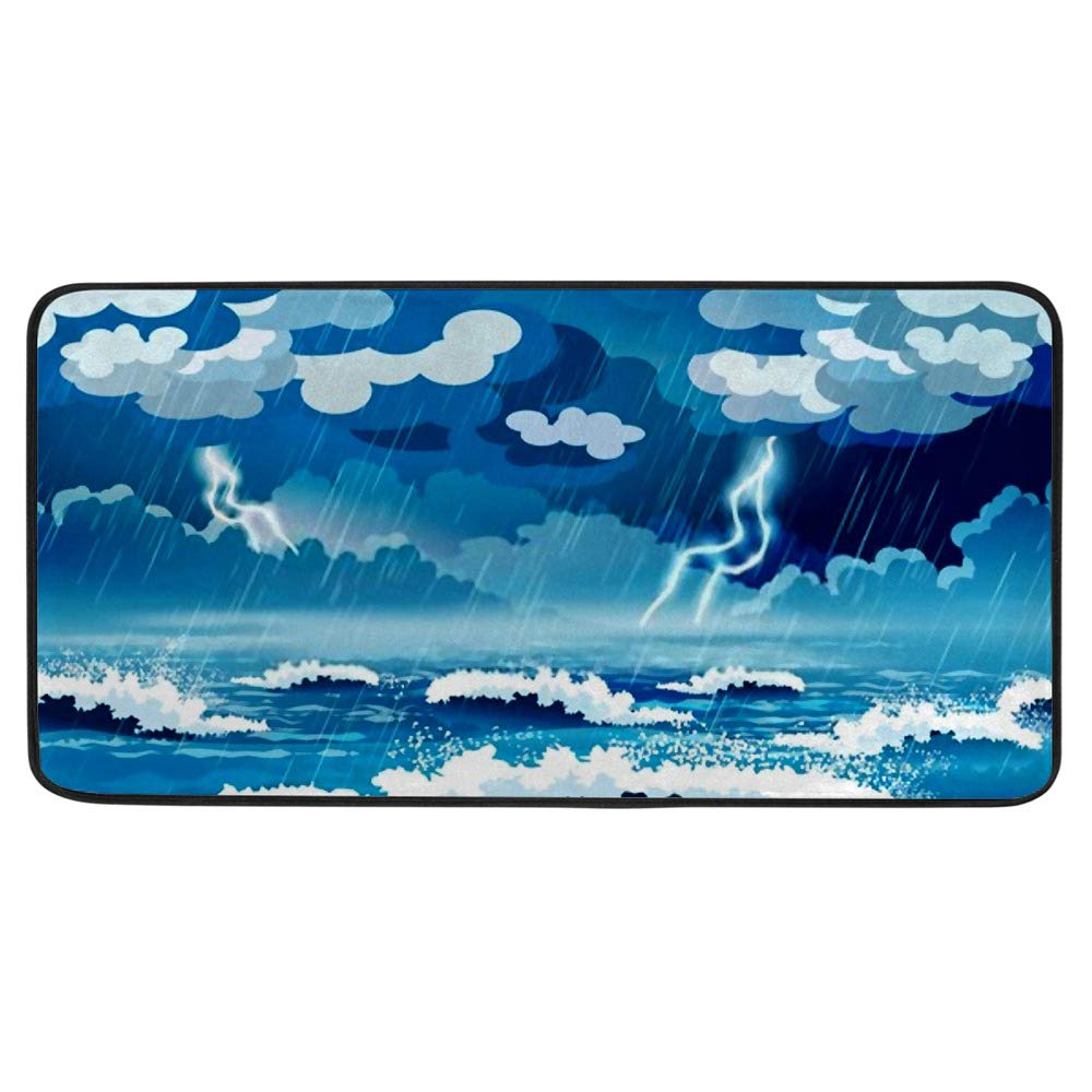 Tapis de cuisine antidérapant motif vagues pour une décoration de maison épurée