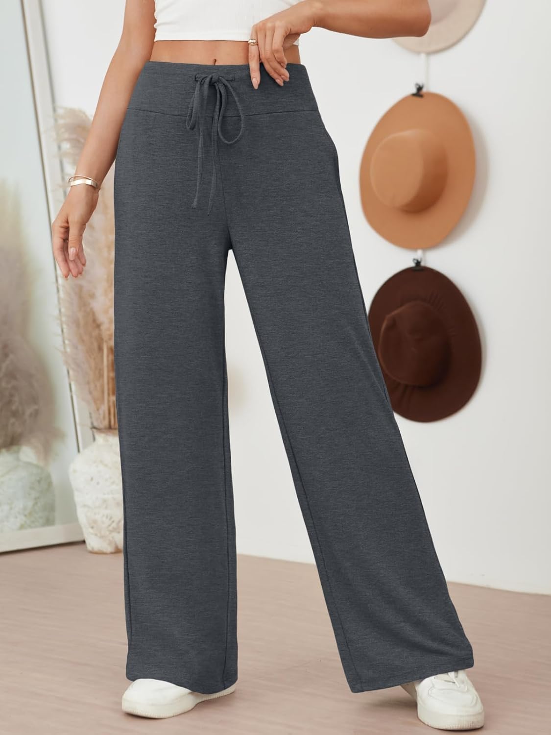 AUTOMET Women‘s Cozy Wide Leg Sweatpants, High Waist Pants for Yoga Lounge and Sleep, Soft Comfy Pants for All Seasons - Image 2