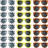 Flutesan Pack of 24 Animal Print Sunglasses Jungle Sunglasses Zoo Animal Glasses Safari Kids Party Favor Wild Girl Boy Eyewear, Tiger, Zebra, Cheetah Glass for Birthday Summer Beach Theme Party