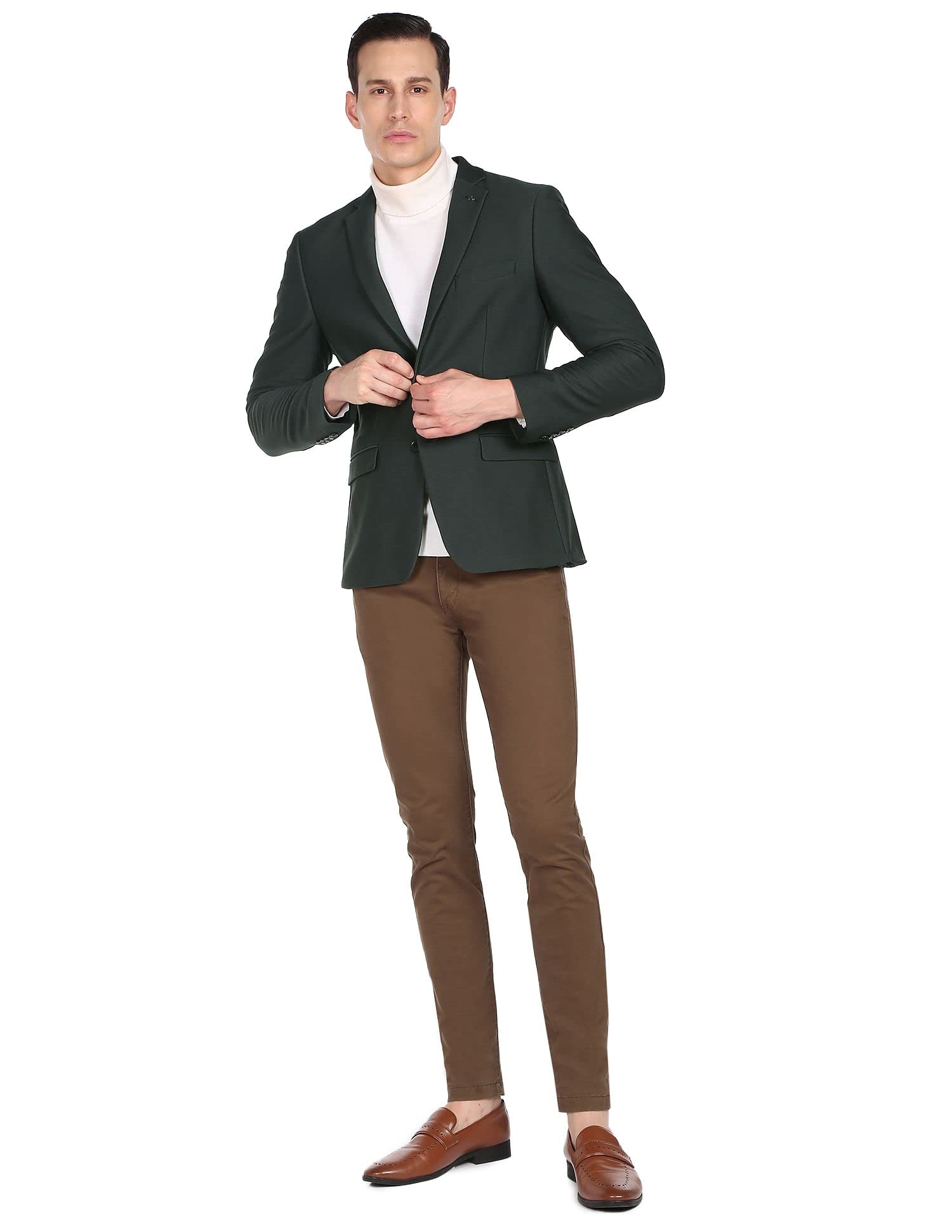 arrow Men Dark Green Single Breasted Solid Formal Blazer-picture-26