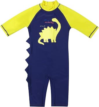 Boys Swimwear One Pieces Zipper Toddler Sun Protection Rash Guard Short Sleeve Dinosaur