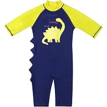 Boys Swimwear One Pieces Zipper Toddler Sun Protection Rash Guard Short Sleeve Dinosaur