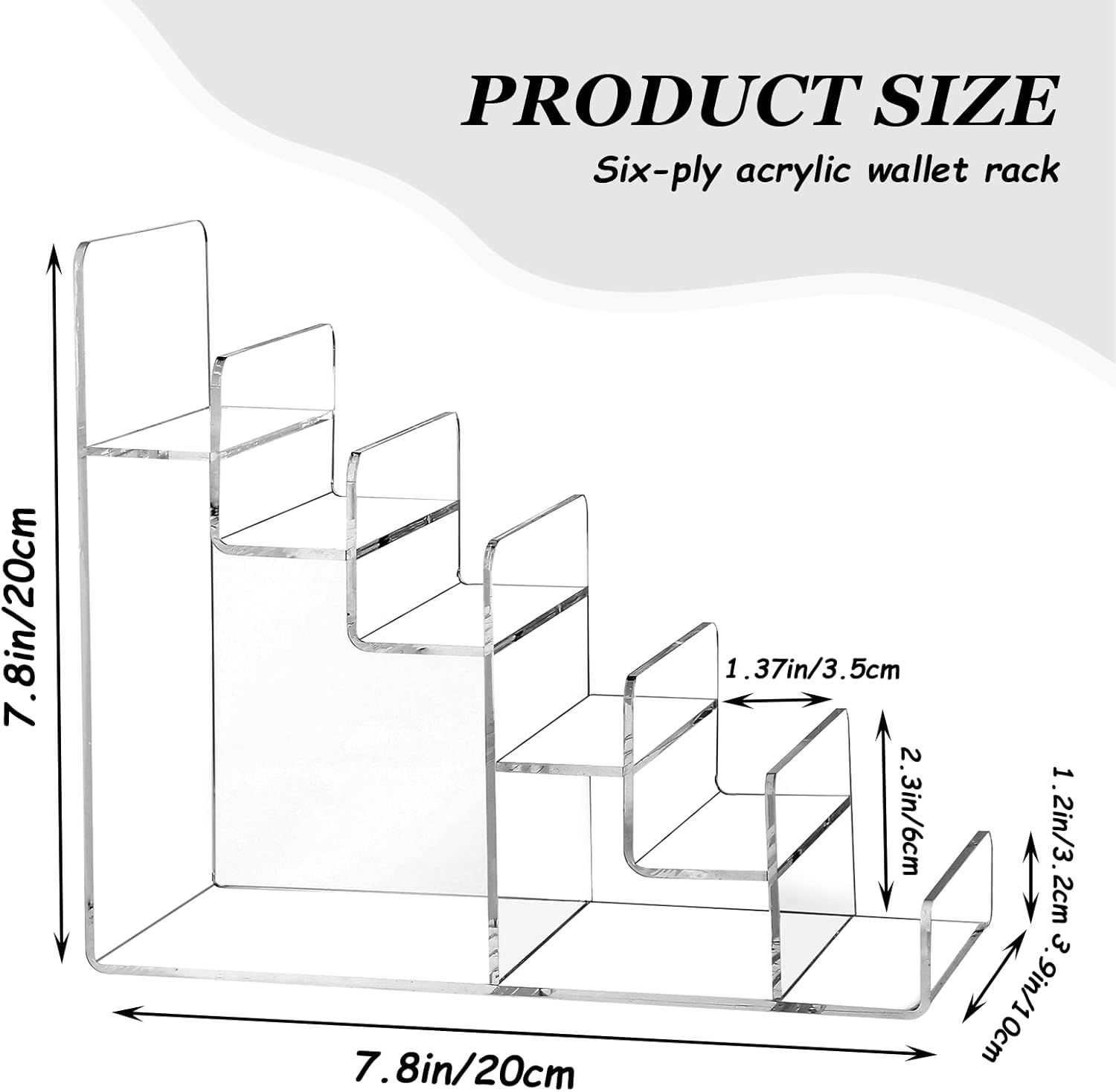 Acrylic Wallet Display Stand Purse Handbag Organizer, Clear Jewelry Riser Display Stand Purse Display Rack, Acrylic Display Shelf for Cosmetic Perfume Jewelry Sunglasses Handbag (2 PCS-6 Tier)