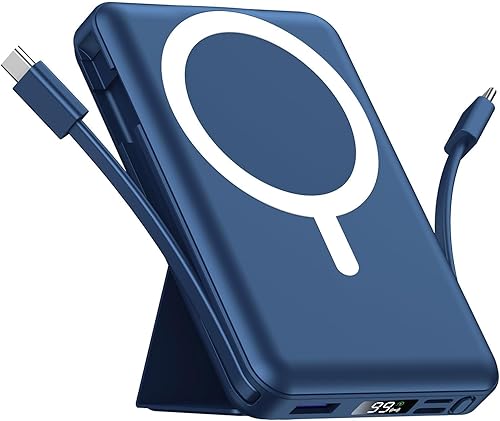 Azmuth for MagSafe Portable Charger, 10000mAh Magnetic Power Bank with 20W PD USB-C Fast Charging LED Display for MagSafe Battery Pack, Magnetic Travel Charger for iPhone 17/16/15/14/13/12 Series