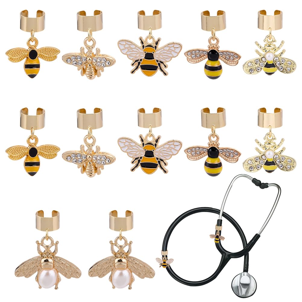 OLYCRAFT Stethoscope Charms Stethoscope Pendant Decor Stethoscope Nurse Stethoscope Accessory for Graduation Vet Doctor, Alloy Enamel, Stainless Steel, No Gemstone Bee
