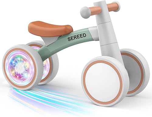 SEREED Colorful Lighting - Bicicleta de equilibrio para bebés, juguetes para niños de 1 año, bicicleta de equilibrio para niños de 12 a 24 meses con