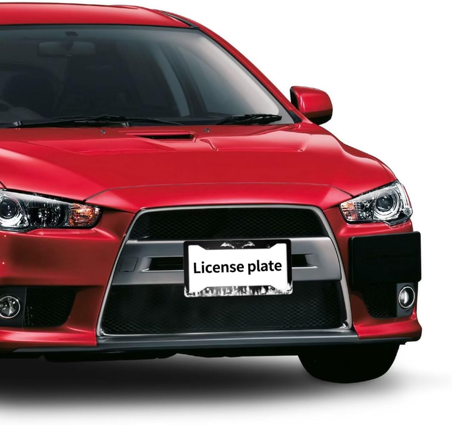 Cute Bat Goth License Plate Frames, Stainless Steel Cute License Plate Holders Covers with Gothic Wing Mirror Cover Screws Fasteners Caps for Women Man
