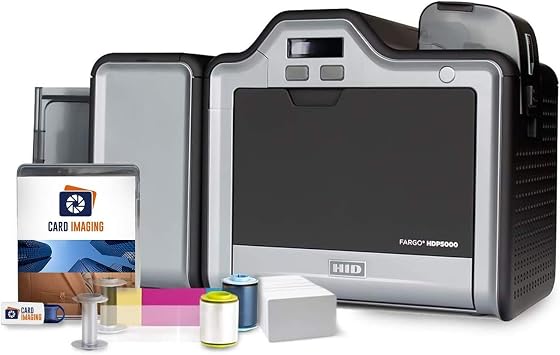 Card Imaging Fargo HDP5000e Dual Side retransfer Card Printer & Supplies Bundle Software