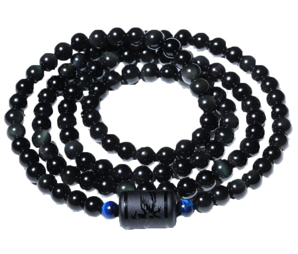 Bracelet en obsidienne perles de chance pour offrir aux couples