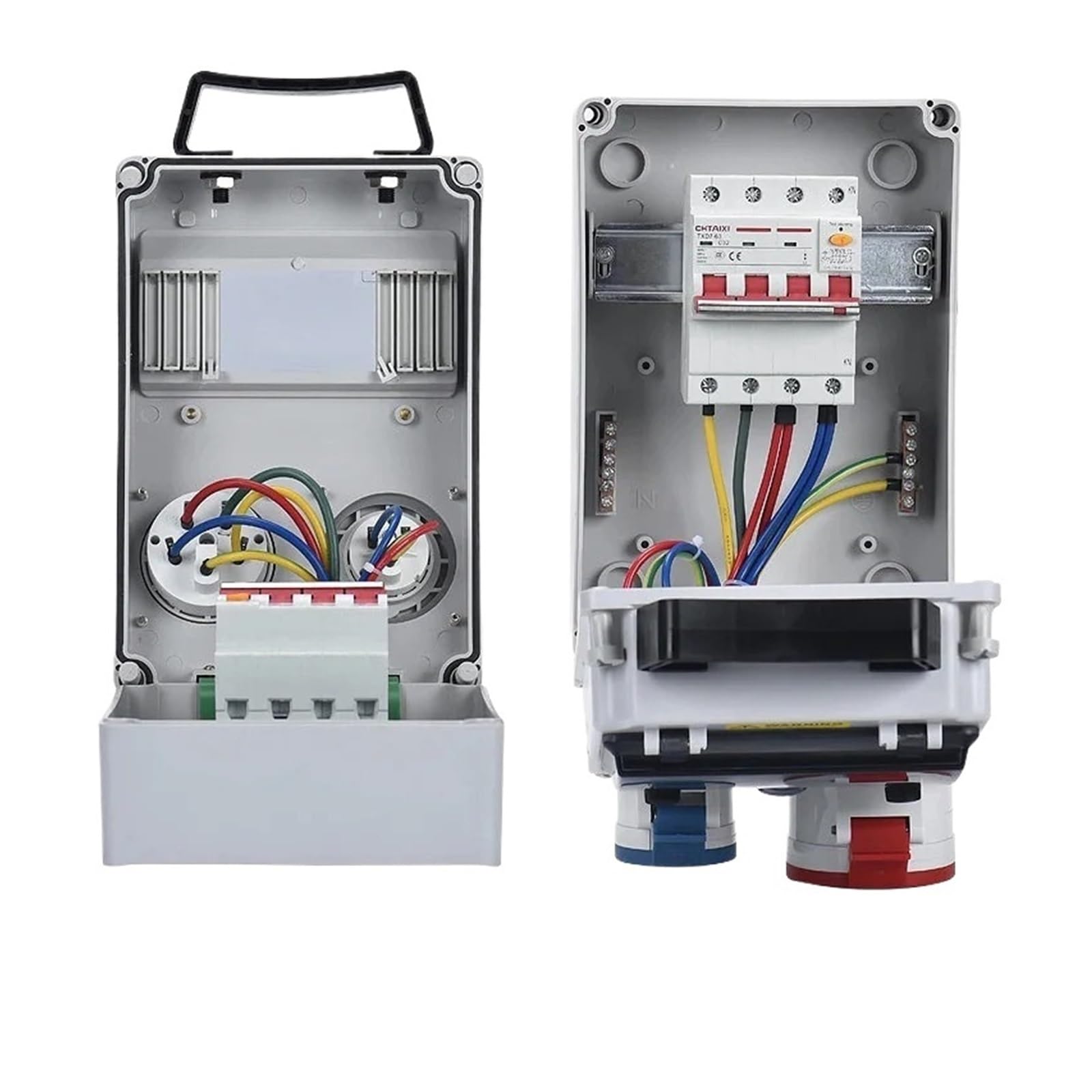 Boîtier de prise industriel 220V 380V étanche A9 pour protection MCB RCBO de chantier
