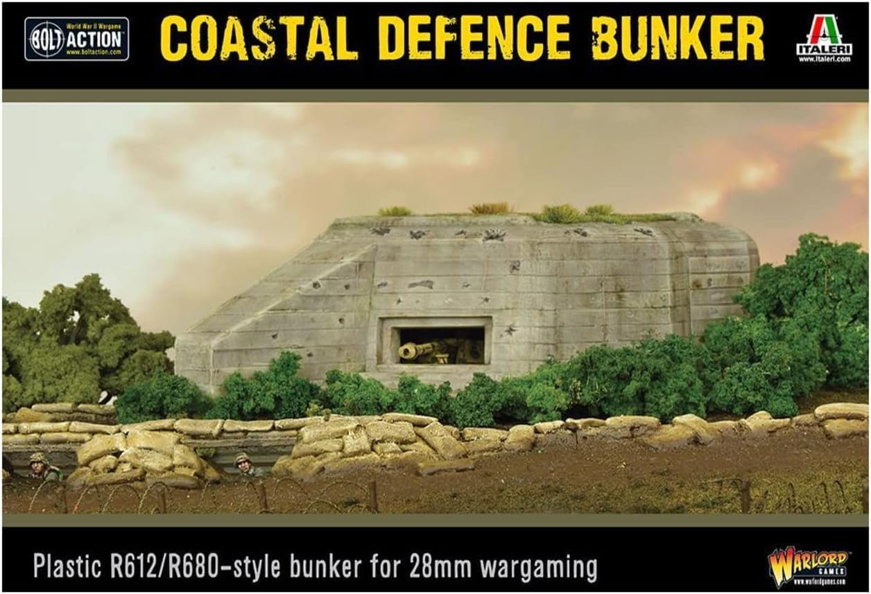 Warlord Bolt Action Coastal Defence Bunker 1:56 WWII Table Top Wargaming Diorama Plastic Model Kit 842010002