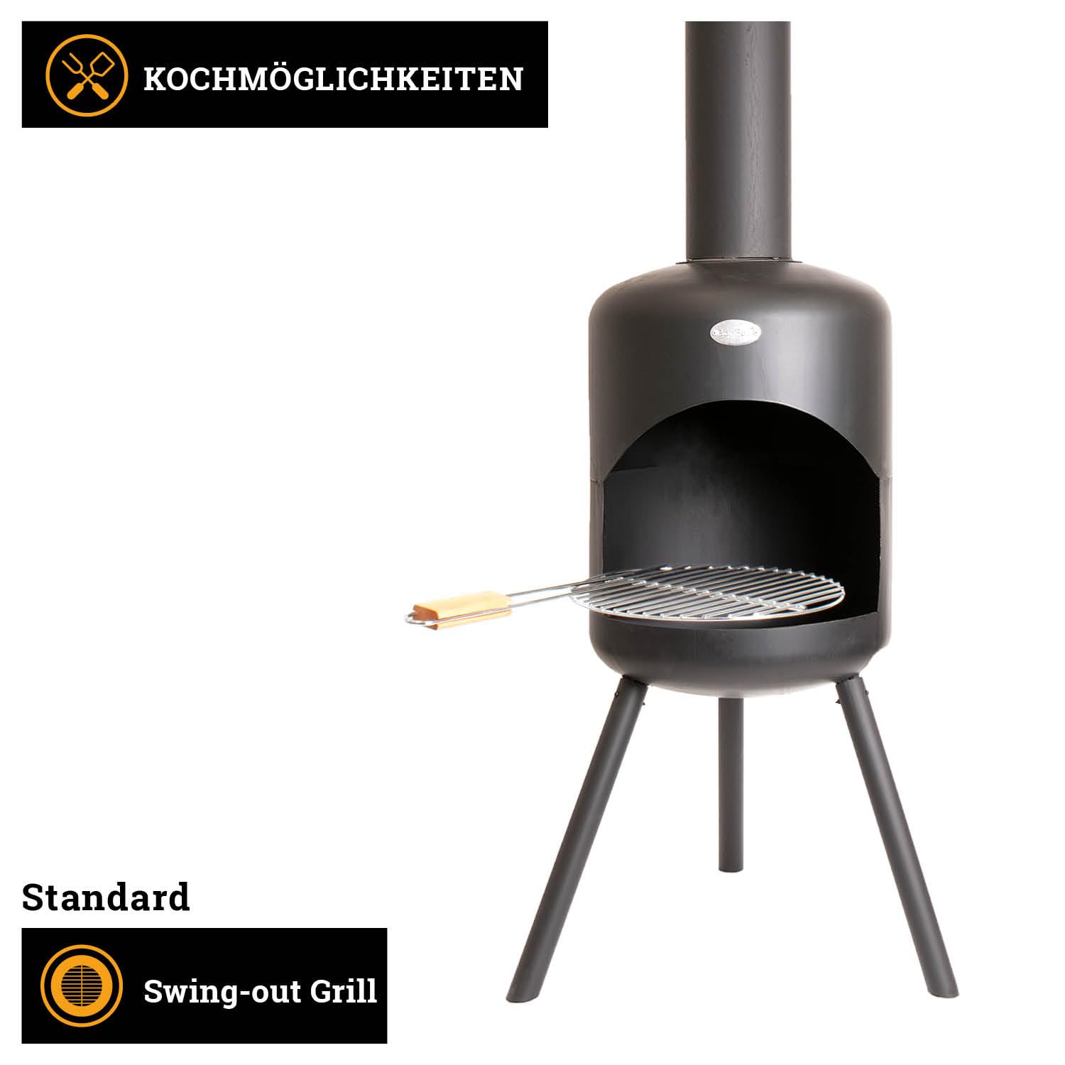 BonFeu BonSelo Nero - Braciere da Giardino - Braciere - Bracere - Bracere da Esterni - Braciere da Esterno - Braciere da Interno - Acciaio - 39 x 39 x 148 cm