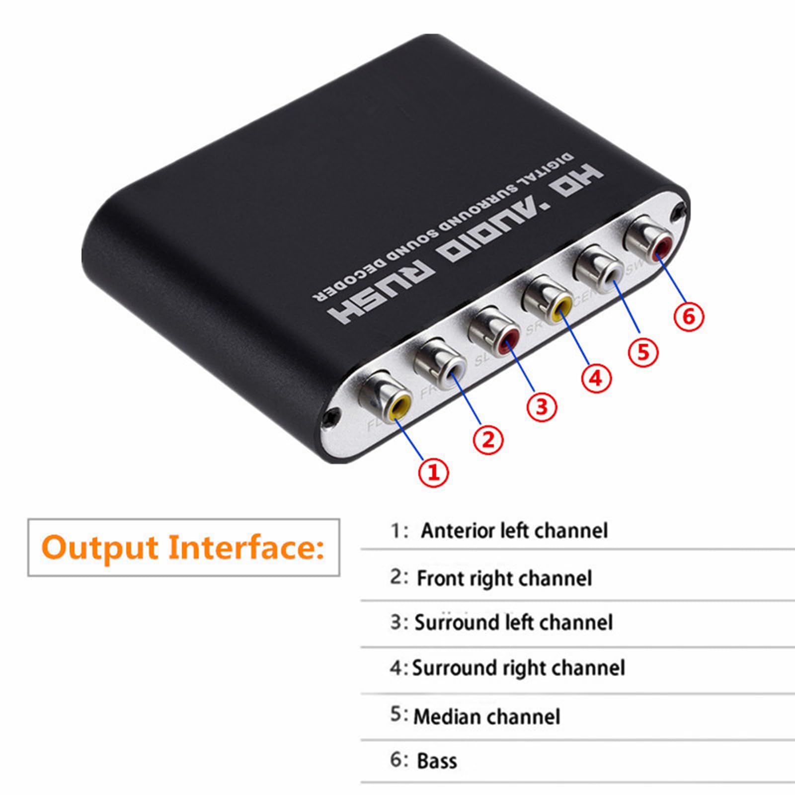 Décodeur Audio 5.1 Canaux, Convertisseur Audio Coaxial Optique Numérique AC-3 vers Analogique, Entrée Optique SPDIF 2 Voies, 1 Entrée Coaxiale, 1 Entrée Stéréo, pour Home Cinéma, Carré