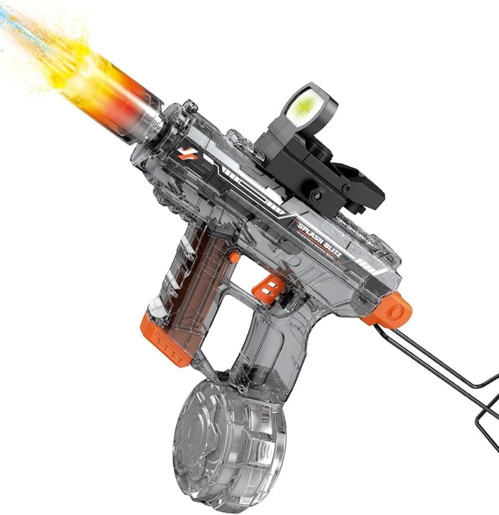 Electric Water Gun Fire Flash Upgraded, 320 Capacity Water Pistol Toy Squirt Gun for Kids Adults, Summer Outdoor Toy Yard Beach Swimming Water Play Toys (Black)