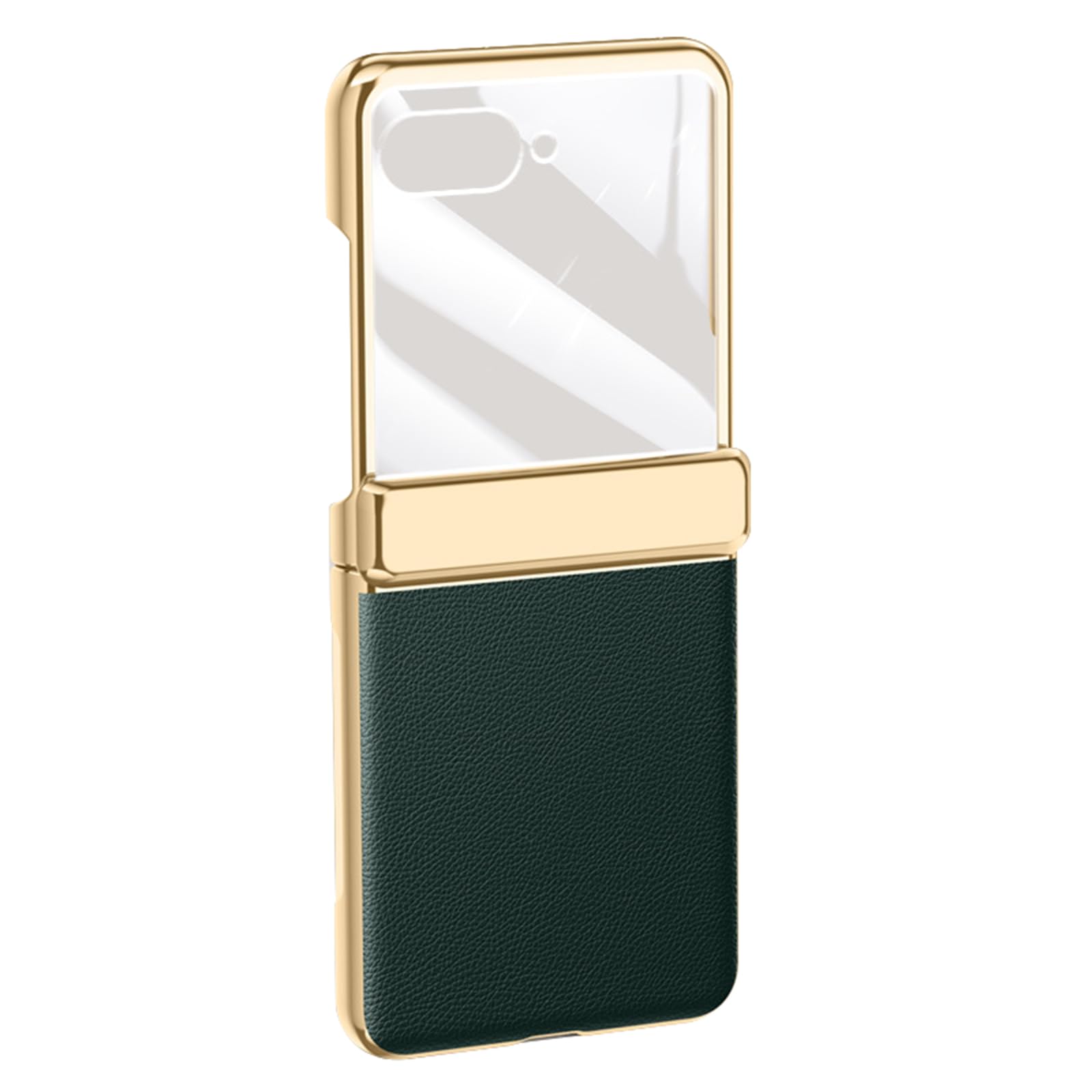 FDUJINH Case for Motorola Razr 70 Ultra /70, Luxury Leather Electroplated Cover Built-In Screen Protector Hinge Shockproof Phone Shell,Green,70