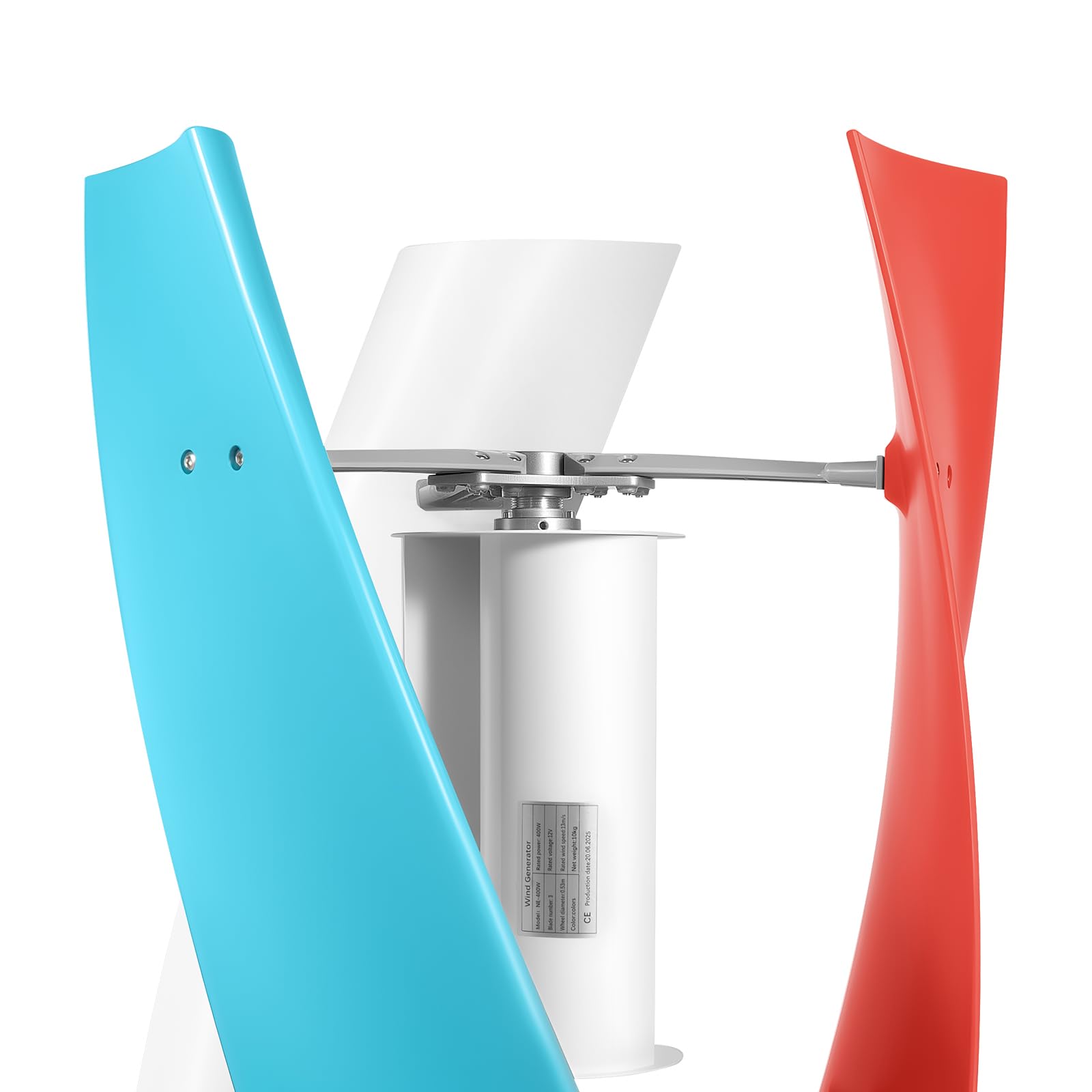Vertikale Windturbine 400W Kleine Windturbine 0,6 m mit drei farbigen Glasfaserflügeln & kernlosem Permanentmagnet-Generator flüsterleiser Windgenerator für Gartenhaus, Boot und Tiny House