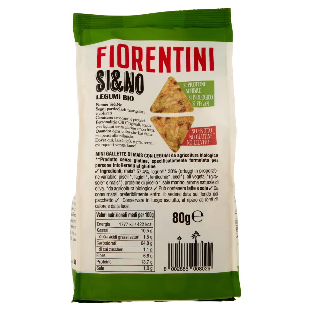 6x Fiorentini SI&NO Mini Gallette con Legumi BIO Mini-Maiskuchen mit Hülsenfrüchten 80g