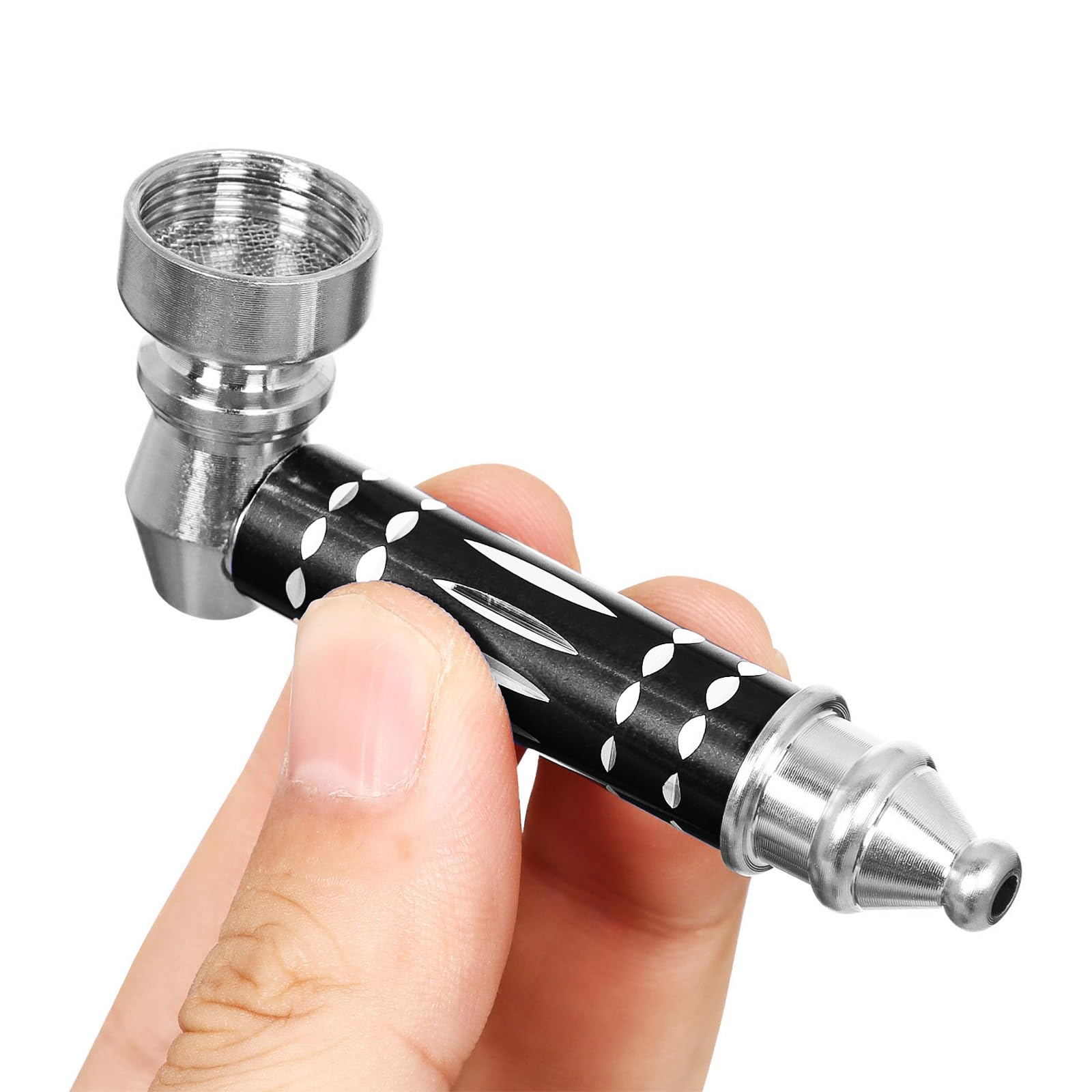 1 pezzi Mini Pipa per Tabacco, Metallo Portabile Pipa con 20 Filtri a Schermo, Smontabile Pipa Tascabile Regalo per Papà Marito Fidanzato (Nero)