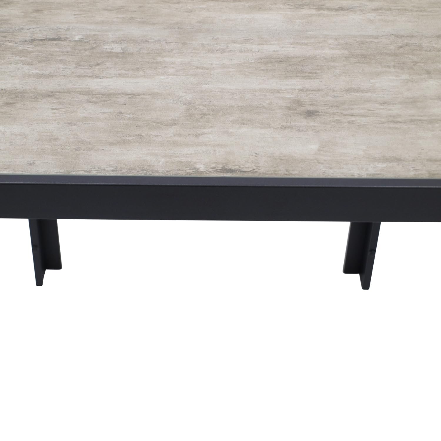 DEGAMO Bistrotisch Gartentisch Roma 70x70cm, Aluminium anthrazit + Glas Keramikoptik naturfarben, Outdoor