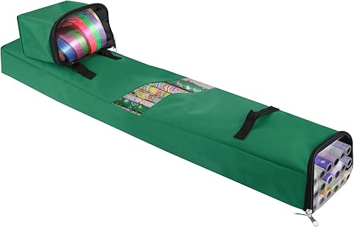 TITA-DONG Bolsa de almacenamiento de papel de regalo de 48 pulgadas, contenedor de almacenamiento extra largo de Navidad con pequeñas cintas
