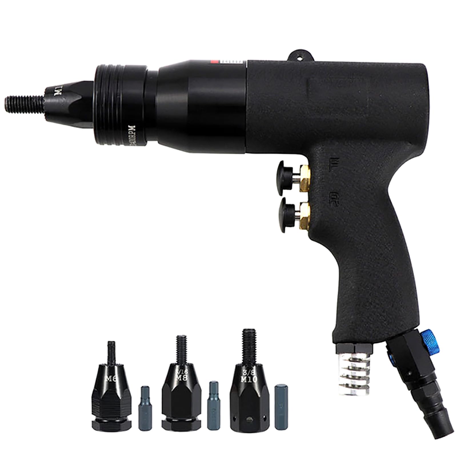 Rivettatrice pneumatica idraulica industriale – Kit di attrezzi Rivnut Premium per M3 M4 M5 M6 M8 M10 M12 – Potente pistola per rivetti ad aria perfetta per rivetti ciechi e dadi piatti – Rivettatrice