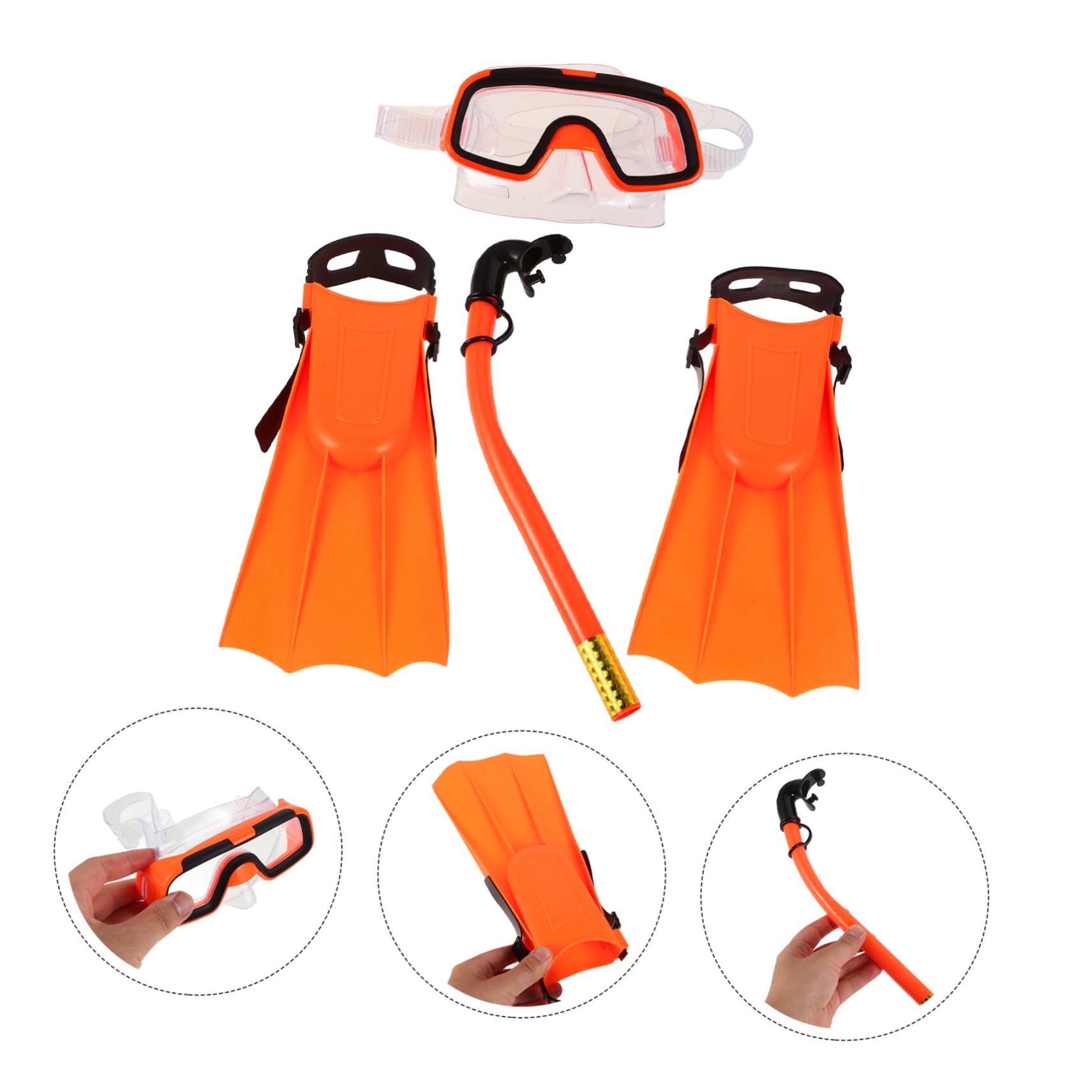 Set Snorkeling per Ragazzo Ragazza Pinne Arancia, Silicone e Plastica | Boccaglio Sub, Vacanze Estive, Uso in Free Diving e Snorkeling, Bocca Ergonomica e Tenuta Ermetica