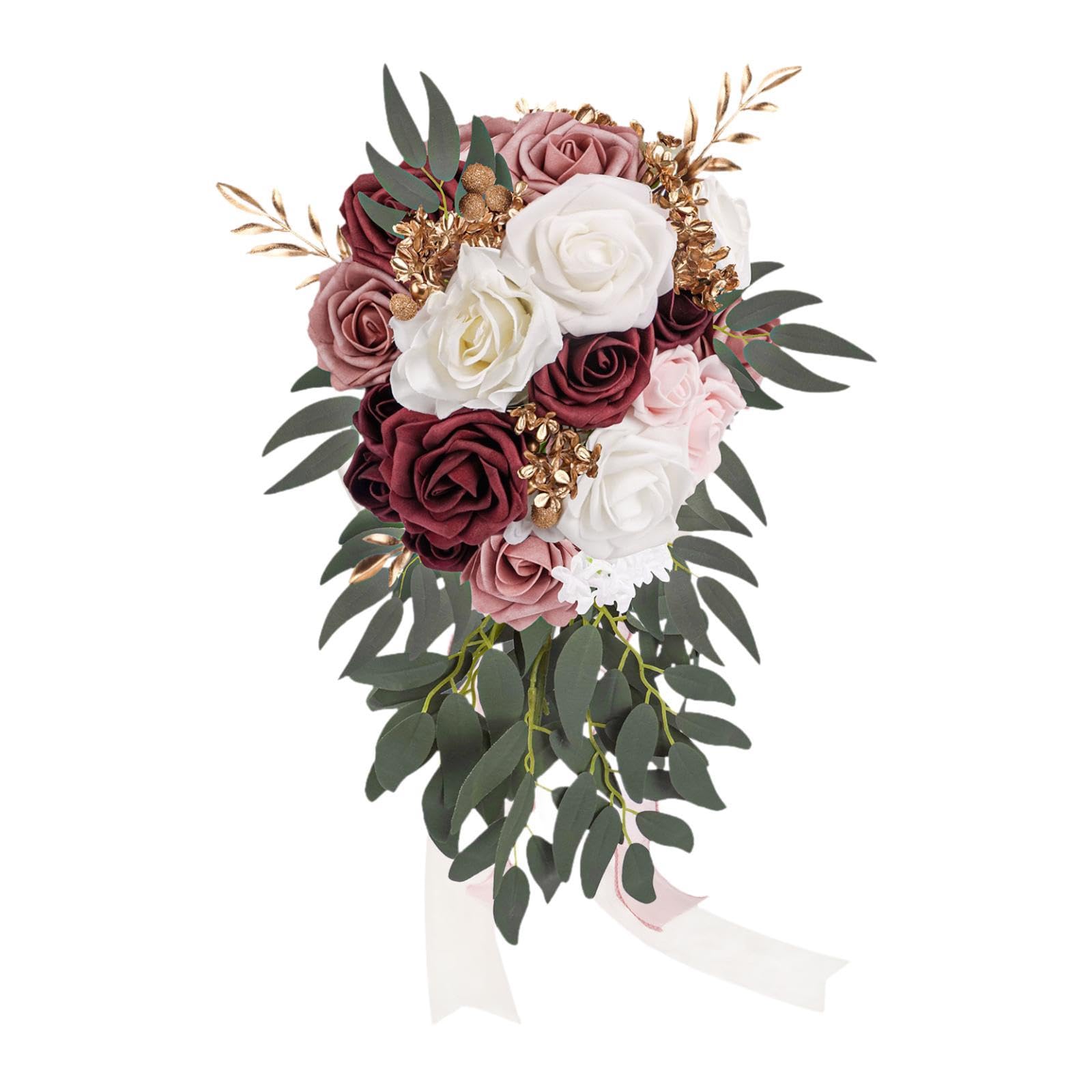 Bouquet de mariée cascade de roses en soie pour une décoration de mariage bohème