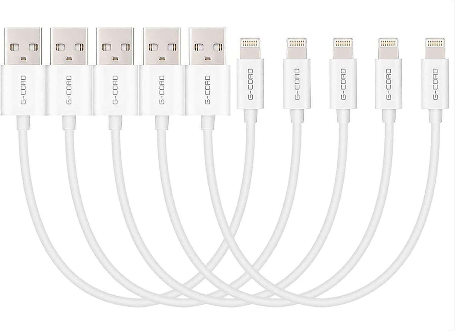 G-Cord Apple MFI Certified Short Lightning to USB Charging and Sync Cable (5 Pack, 7 Inch) : Electronics