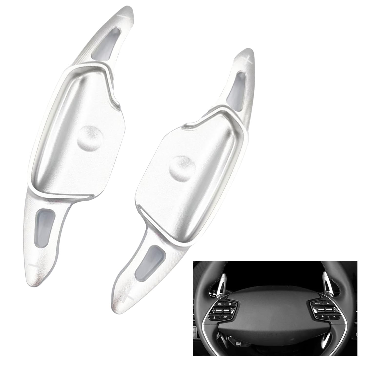 Palettes De Changement De Vitesse Pour Volant KIA K3 (2020-2023) - Lot De 2 En Alliage D'aluminium Noir - Installation Avec Ruban 3M