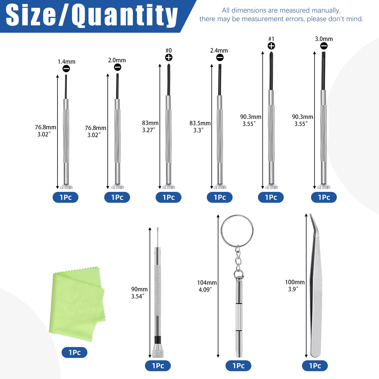 Glarks 1310Pcs Eyeglass Repair Kit Including 1000Pcs Glasses Screws, 300Pcs Nose Pads Kit, 6Pcs Screwdrivers, Tweezers - Image 3
