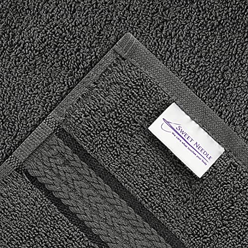 Sweetneedle Charcoal Towels Set, Pack Of 10, 2 Bath Towels, 2 Hand Towels, 6 Washcloth Towels, 100% Ring Spun Cotton Towels, 600 Gsm Premium Quality, Highly Absorbent, Soft, Comfort Machine Washable #TOP2