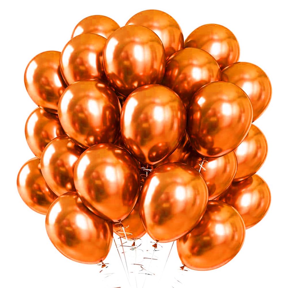 Metallic Orange Balloons 25 x 12 inch Balloons Garland Glossy Metallic Balloons Round Birthday Party Balloons for Engagement Weddings Baby Showers, Christmas - Latex Balloons - Concept4u