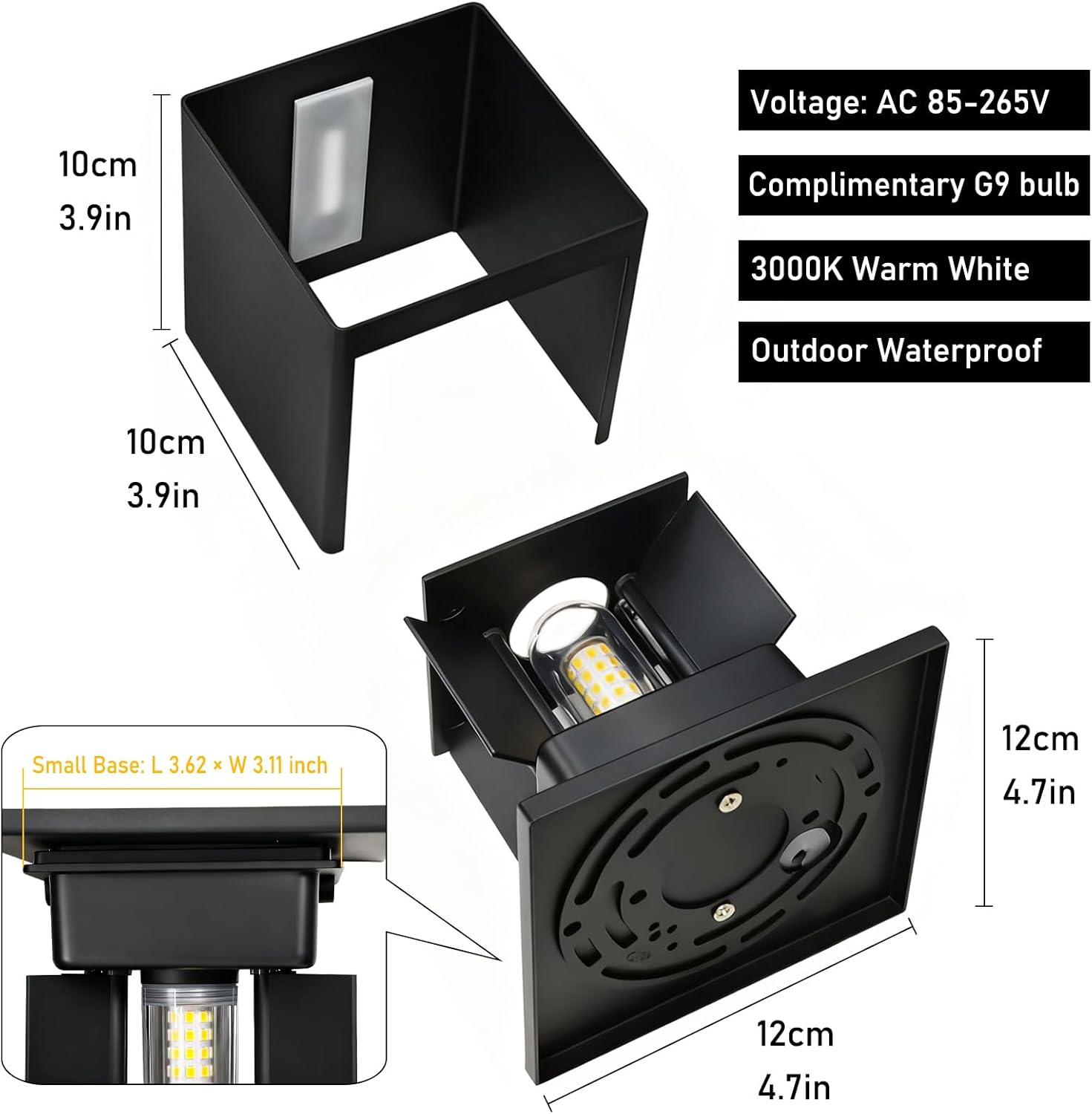 2 Pack Modern Outdoor Wall Sconces Waterproof G9 Replaceable Exterior Wall Light Adjustable Up Down Light Beam IP65 Wall Lights Fixtures for Porch Patio Garage, No Bulb