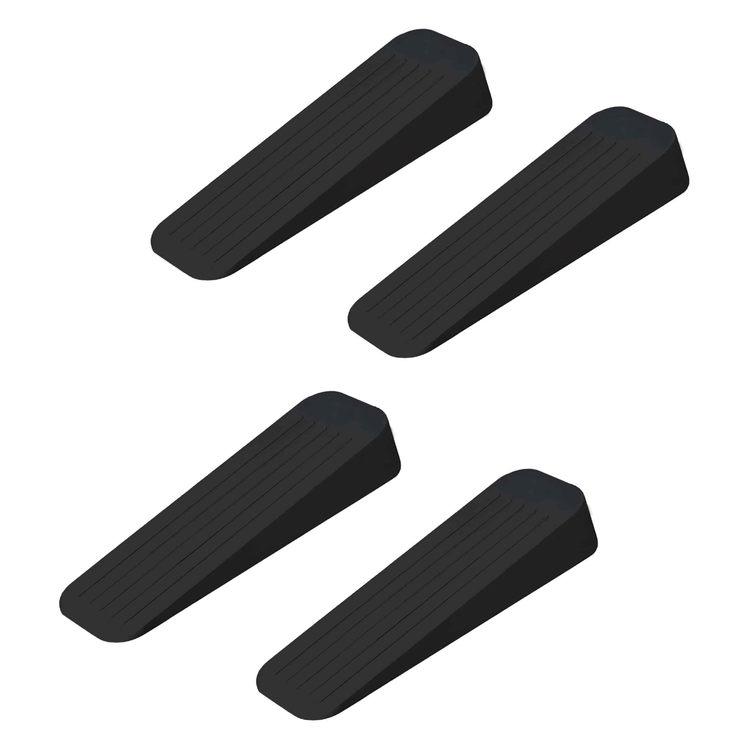SUL Heavy Duty Non-Slip Rubber Door Stop Wedge Holder, Door Wedges Stopper, Non Slip Non Scratching Door Stop Jammer Ideal for Homes, Offices Carpet, Wood, Cement and Laminate Floor (Black) (4)