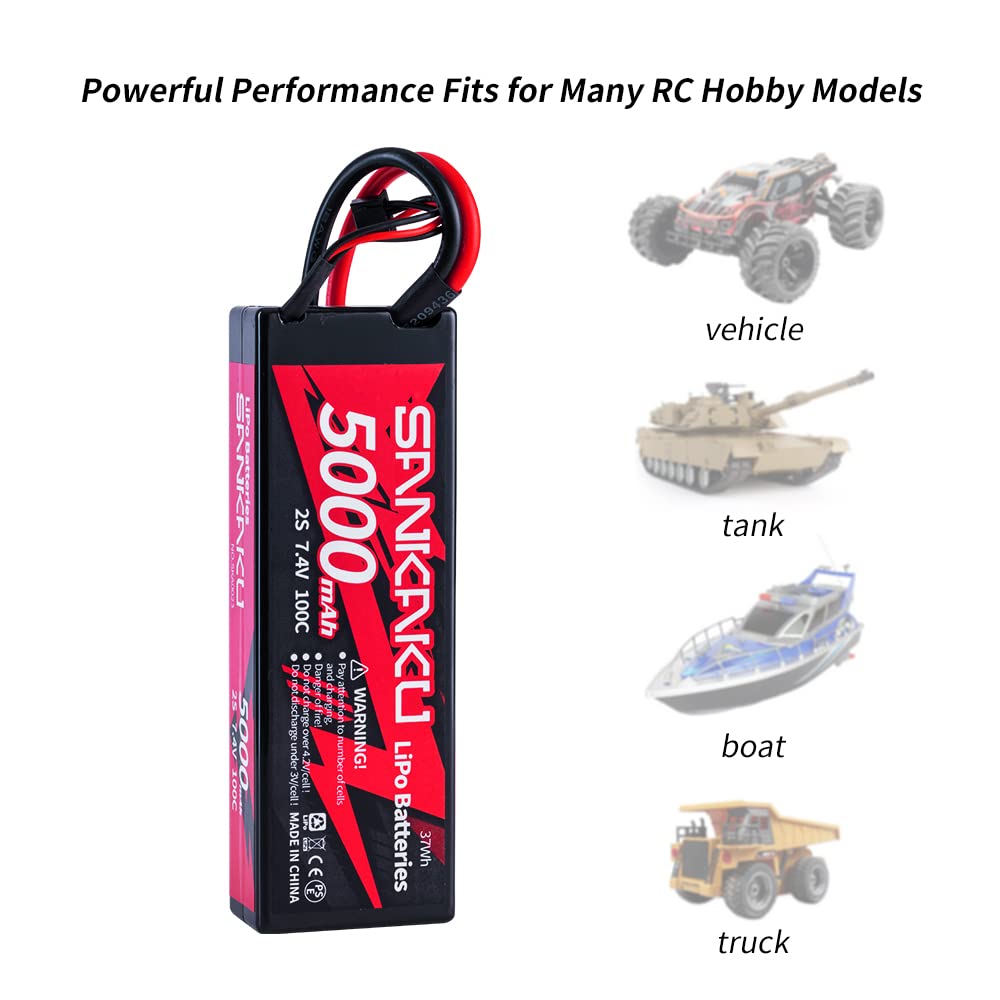 SANKAKU 5000mAh 2S Batteria Lipo 100C 7,4V Lipo spina Deans T per veicoli RC Buggy Auto Camion Barca Hobby 2 pezzi