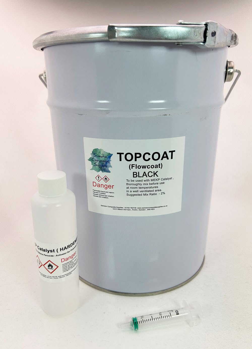 Swindon Composite Supplies Black - Resin Topcoat, Flowcoat, Top Coat, Flo Coat - Lloyds Approved - Marine Craft ( Topcoat- 5000G)