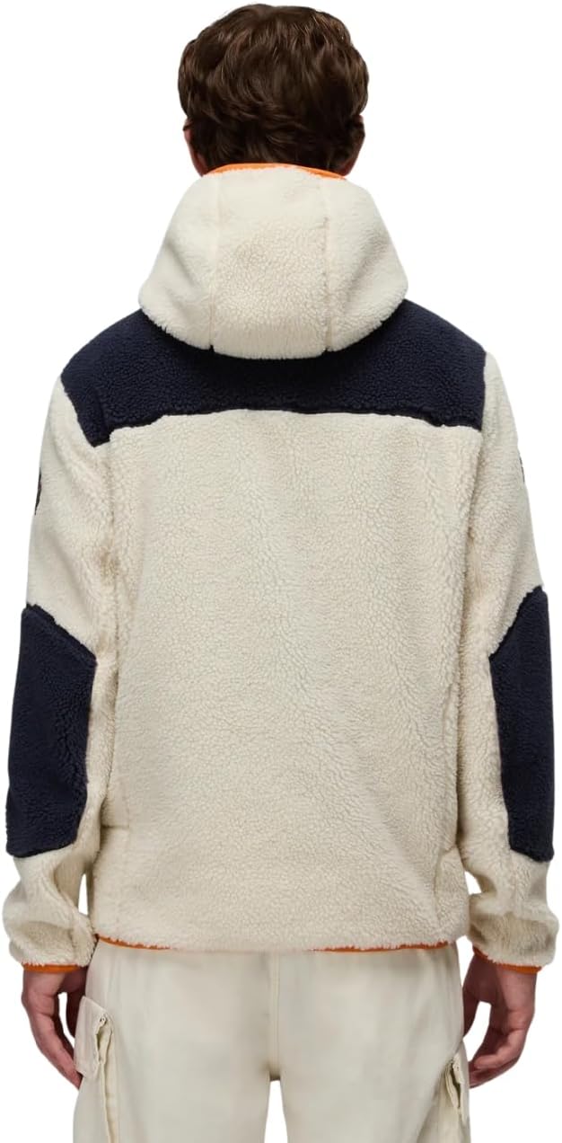 Napapijri Yupik Fleece Jacket, Full Zip, Hooded, Orange Multi (US