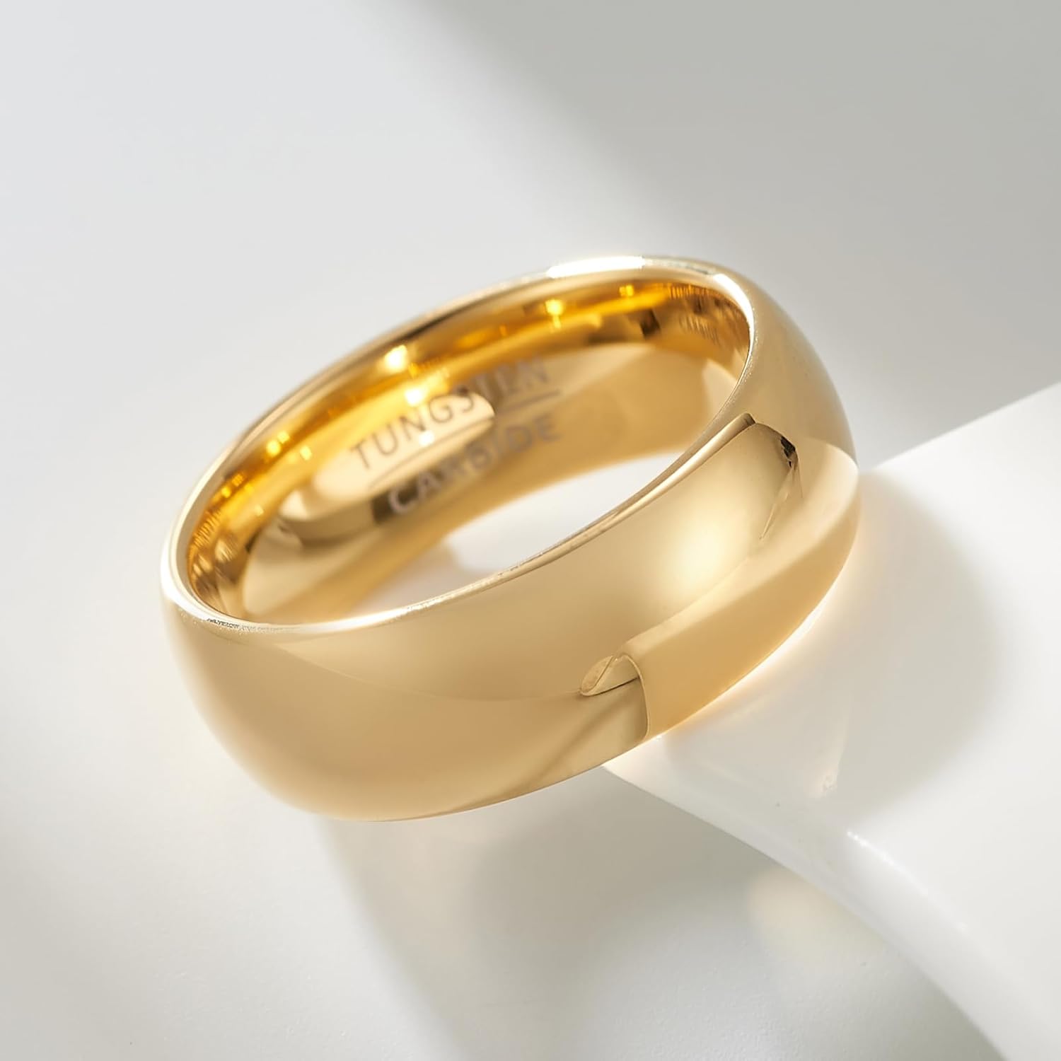 Lineage Series: Classic Curved Band | 8mm Wide Polished Tungsten Unisex Wedding Ring - Image 3