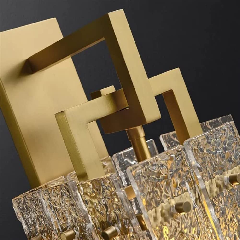 Amazon.co.jp : 新しい中国の壁ランプ モダンなミニマリスト真鍮ウォールライト  水リップルガラスシェード付きリビングルーム寝室廊下照明器具用 : ホーム＆キッチン