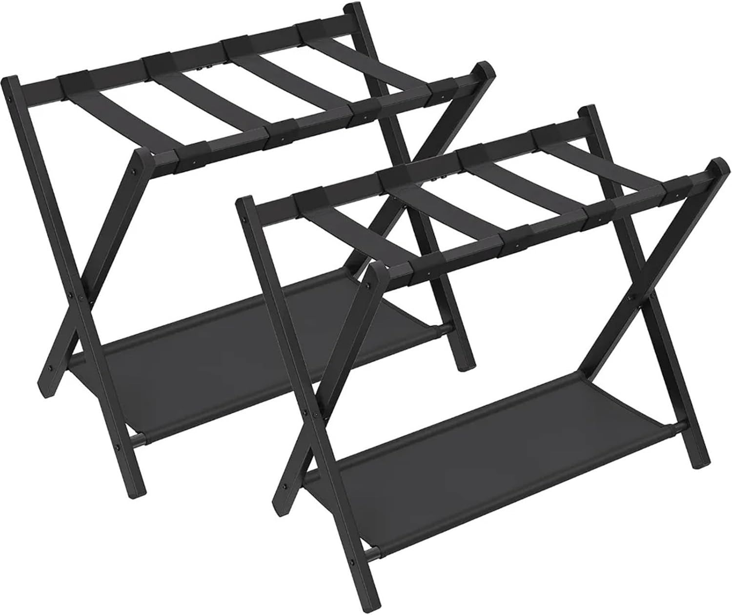 Luggage Rack Set of 2 Luggage Racks for Guest Room, Suitcase Stand with Storage Shelf, Steel Frame, Foldable for Easy Storage, Hotel,Bedroom for Home,Travel(Slate Gray)