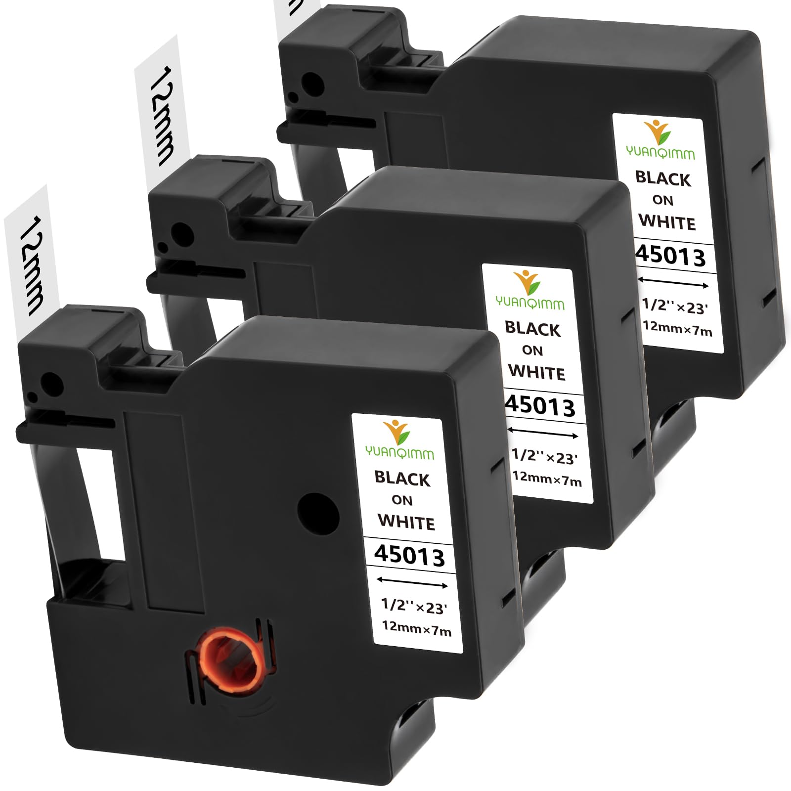 Cintas De Etiquetas Compatibles Para Dymo - 12mm X 7m, Negro Sobre Blanco, Pack De 6